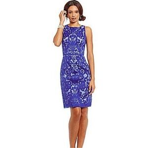Katherine Kelly Blue Damask Embroidered Classic Dress Size 14